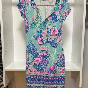 Lilly Pulitzer Floral Dress in Blue and Pink